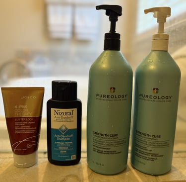 Nizoral Pureology and Joico hair products for thinning dry and damaged hair repair