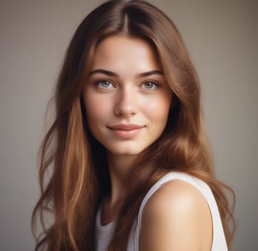 a young lady with long brown hair