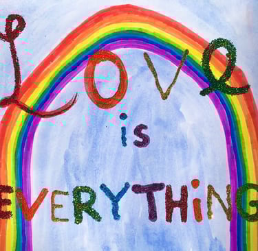 Mixed media "Love is Everything" art therapy example