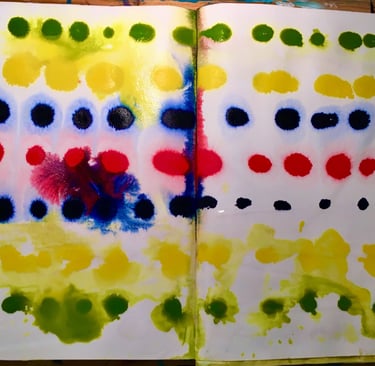 colorful abstract art journal entry demonstrating art therapy product