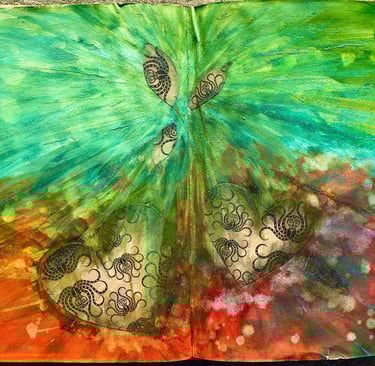 mixed media art therapy, art journaling, art therapy example