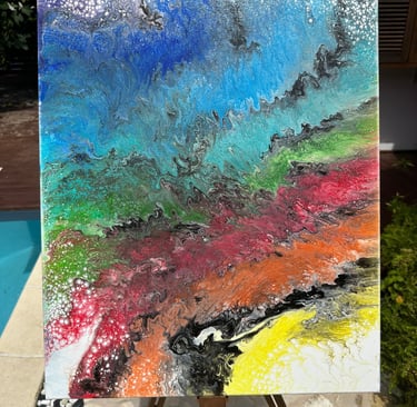Acrylique Pouring Arc-En-Ciel