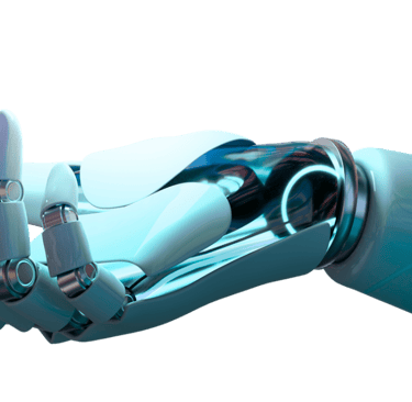 Robot hand facing upward.