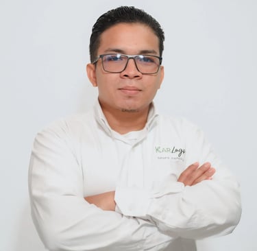 a man in a white shirt and glasses