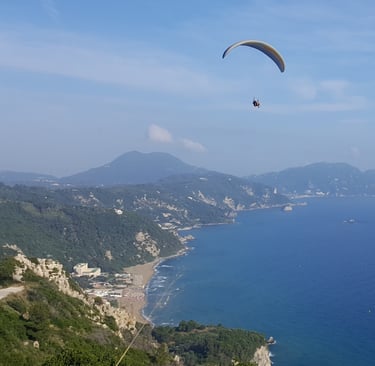 Paragliding in Pelekas Villa Olivia Corfu