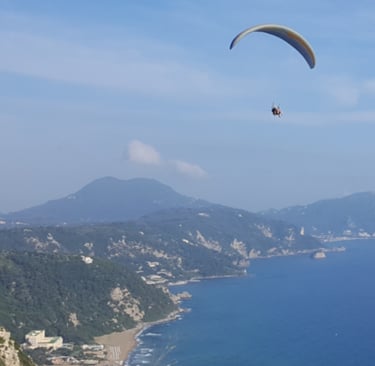 Paragliding in Pelekas Villa Olivia Corfu