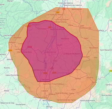 Zone de déplacement à domicile