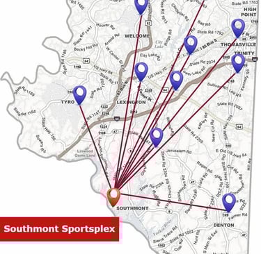 Southmont Sportsplex is not centrally located within Davidson County