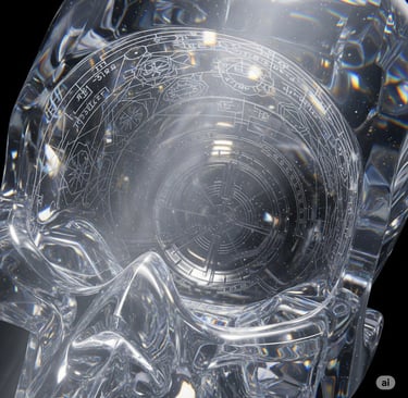 a clear crystal skull headpiece with a skull head