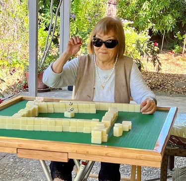 Mom getting ready for a Mahjong class