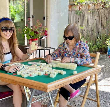 Mom and me getting ready for a Mahjong class