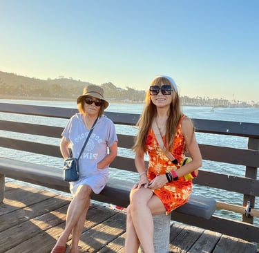 Mom and me in Santa Barbara after a Mahjong event