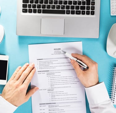 Resume transformation showing traditional format optimized with AI suggestions, keyword highlighting