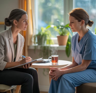 therapist helping a nurse