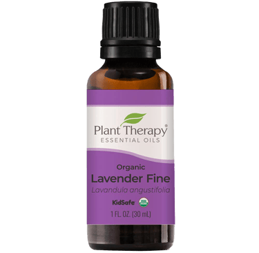 Plant Therapy Organic Lavender Fine essential oil with KidSafe and USDA Organic certifications.
