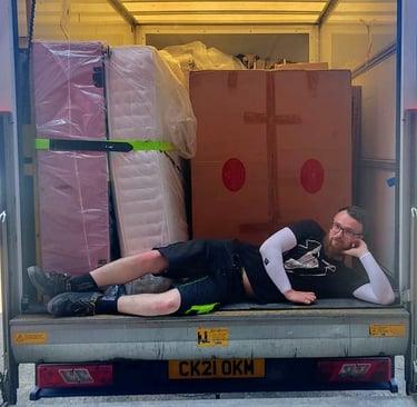 Me, stephen butler, in my uniform and the contents of Luton van