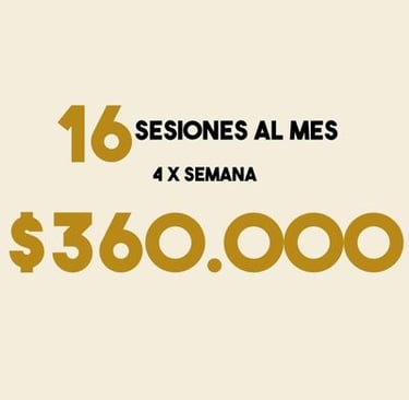Plan de 16 sesiones al mes con personal trainer a domicilio.