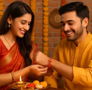 Sister tying Rakhi on brother’s wrist – Raksha Bandhan 2025 celebration