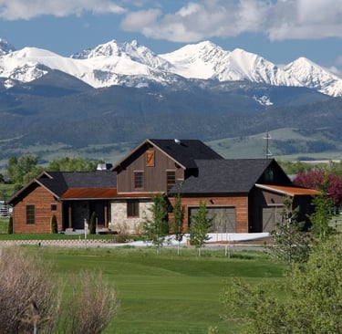 a house with a mountain view of the mountains