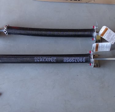 Garage door torsion spring set-up.