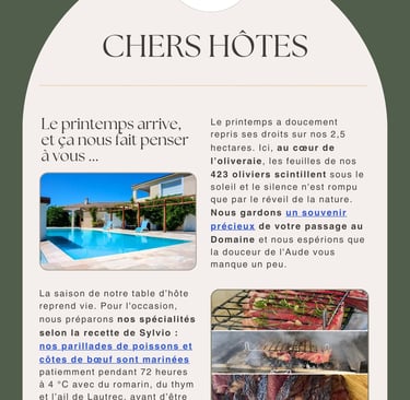 Newsletter chez Domaine Des Lucques pour le printemps 2026