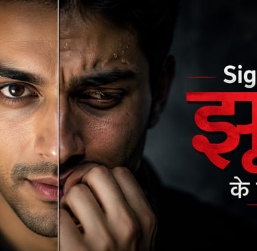 Split portrait of a calm man and a nervous man illustrating psychological signs of lying.