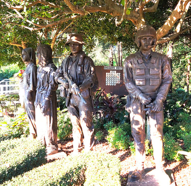 The digger sailor pilot and nurse statues Nerang RSL QLD, Vietnam War Memorial Garden