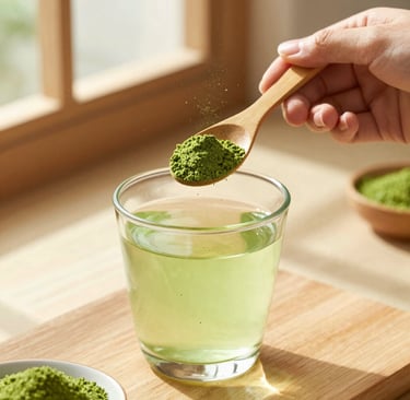 Preparing matcha tea for weight loss benefits showing Matcha Suri natural daily ritual