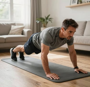 American man doing exercises to burn belly fat fast with doctor-guided GLP-1 weight loss support