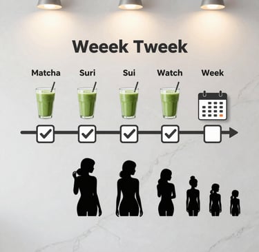 8-week plan showing how to lose 20 pounds in 2 months naturally with Matcha Suri system