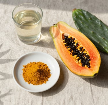 Natural tropical fruit enzymes and ginger mix to flush visceral belly fat