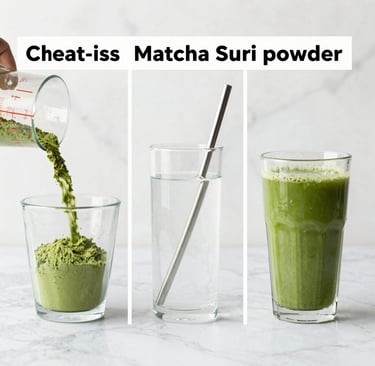 Woman mastering daily matcha powder for weight loss routine with Matcha Suri natural drink