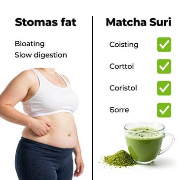 How to lose stomach weight showing Matcha Suri natural targeting approach week by week