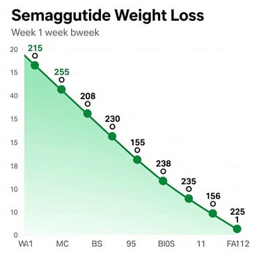 Semaglutide weight loss results chart showing how much weight lost per week with Yucca Health