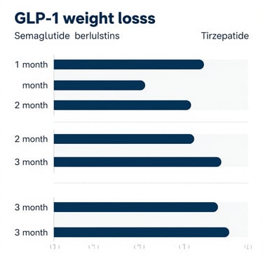 GLP-1 results comparison showing semaglutide versus tirzepatide 3-month weight loss with Yucca Healt