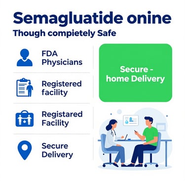 Safe legal way to get semaglutide online showing TMates licensed physician home delivery process