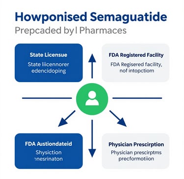 How compounded semaglutide works safely showing TMates licensed pharmacy GLP-1 preparation