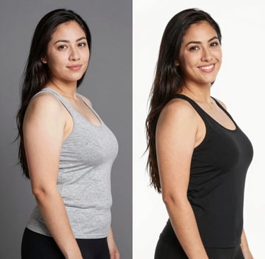 Before and after 2 month weight loss showing fast transformation with Yucca Health GLP-1 treatment