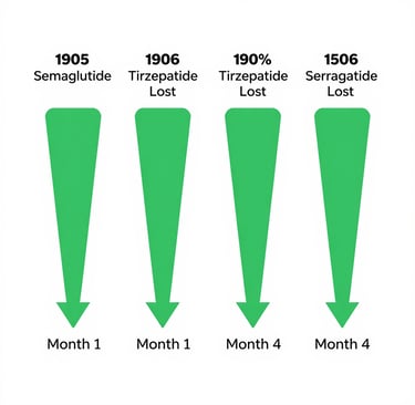 TMates semaglutide tirzepatide weight loss results monthly milestone showing 33 pounds in 4 months