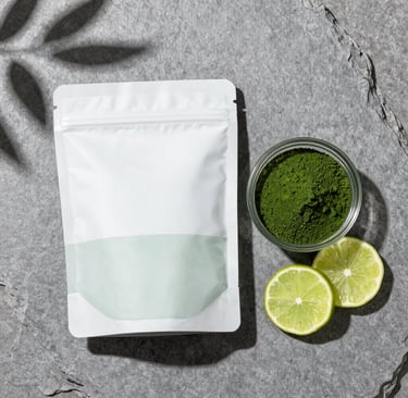 Matcha powder infused with Taurine and Spirulina for visceral fat reduction