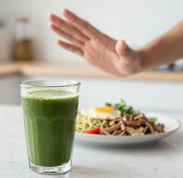 Natural appetite curbing with Matcha Suri showing what to take to control hunger daily