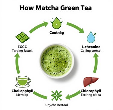 Science of matcha green tea for weight loss showing how Matcha Suri targets fat cells naturally