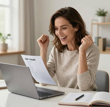 Woman starting GLP-1 weight loss program online with TMates semaglutide from home
