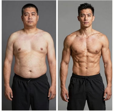 3 month weight loss before and after showing 30 pound male transformation with Yucca Health GLP-1