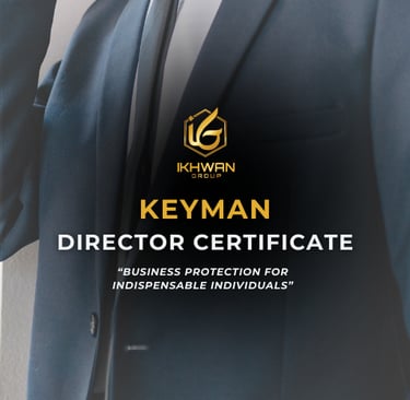Professional businessman in a suit for a Keyman Director Certificate business protection policy.