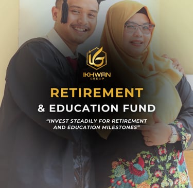 A smiling graduate and mother promoting retirement and education fund investment plans.