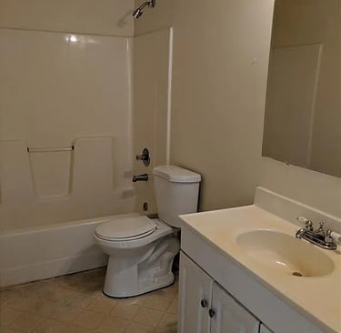 Original master bathroom in Norfolk home before renovation
