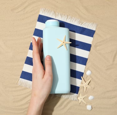 tanning lotion on the beach