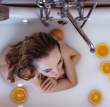 a girl enjoying buttermilk bath