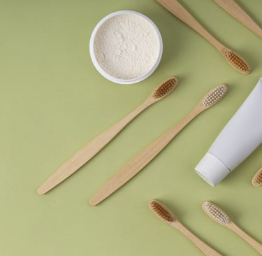 dry toothpaste with toothbrushes